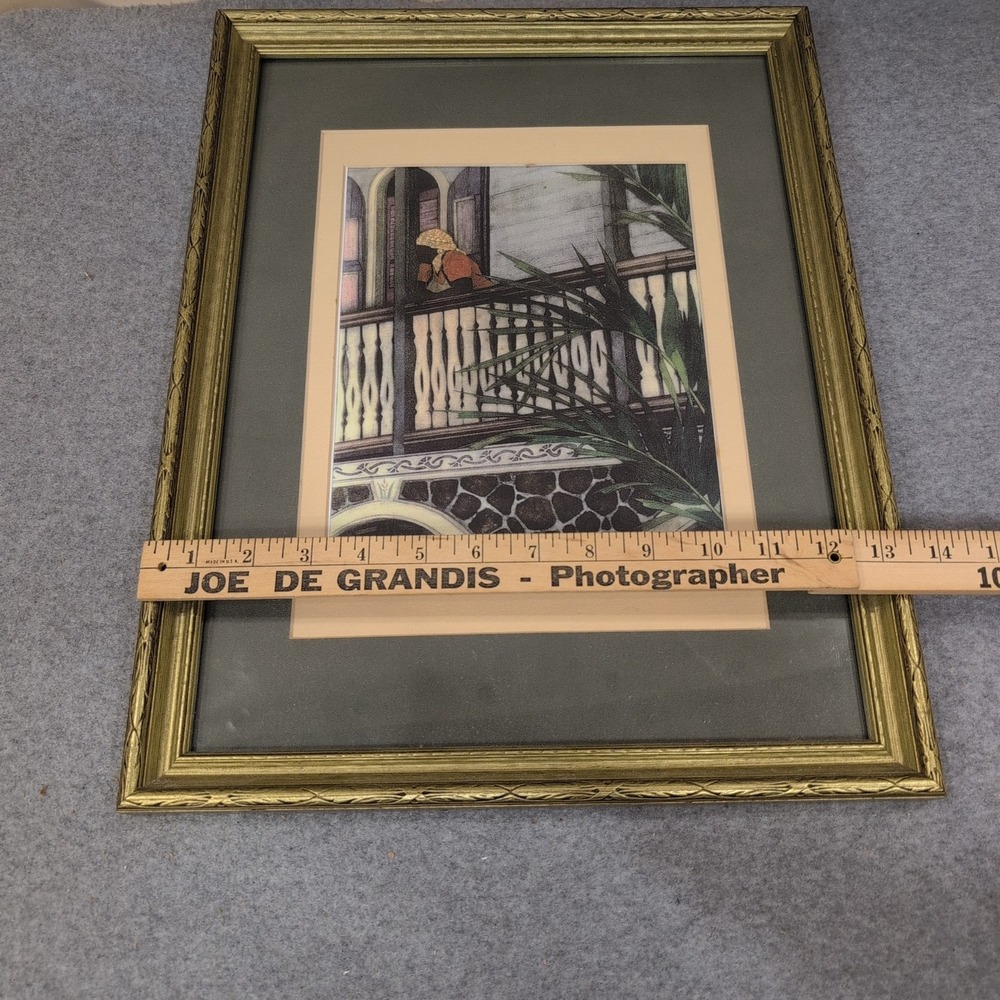 Elyse Wasile Framed Art Print Balcony Scene Nassau Art Gallery Gold Frame - Picture 6 of 8